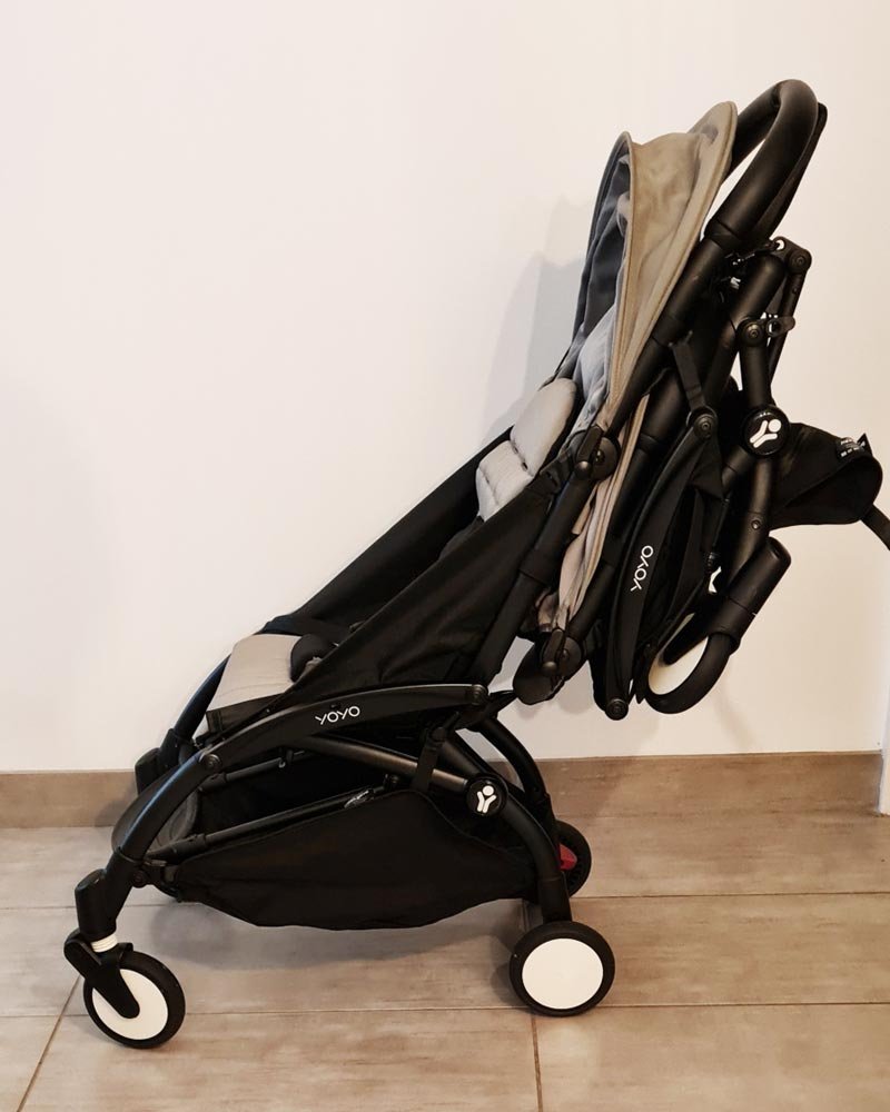 YOYO Connect stroller folded at the back of a YOYO 6+ stroller