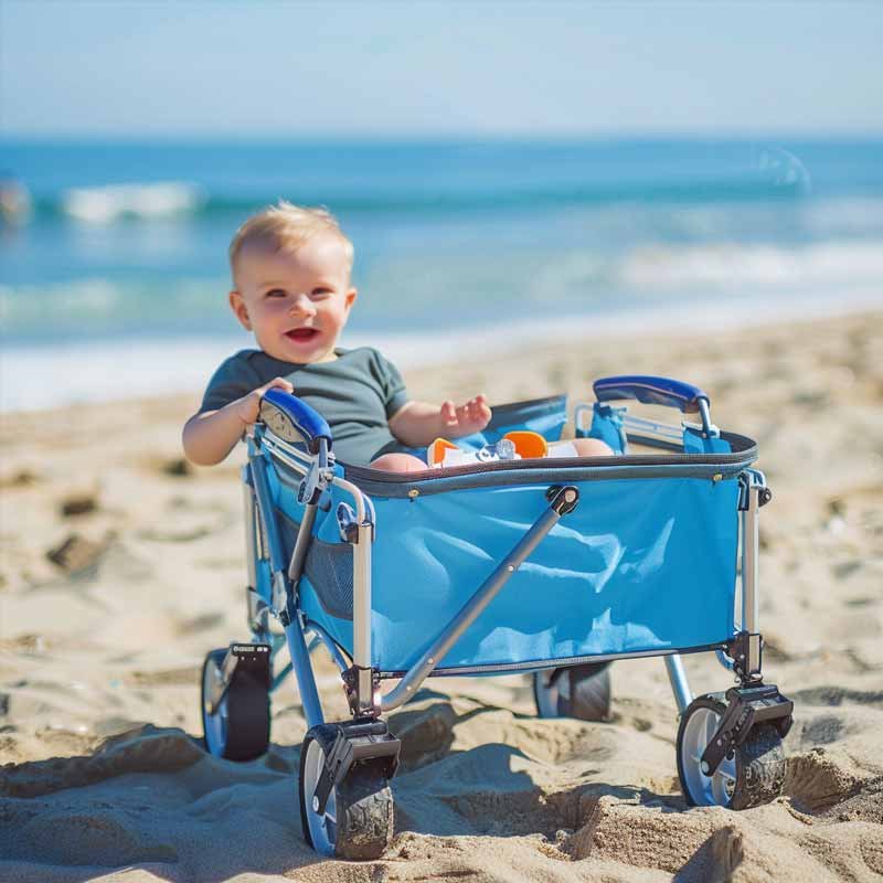 beach wagon with child