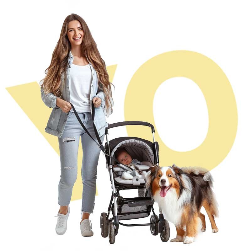 how to walk your dog and baby in a stroller at the same time